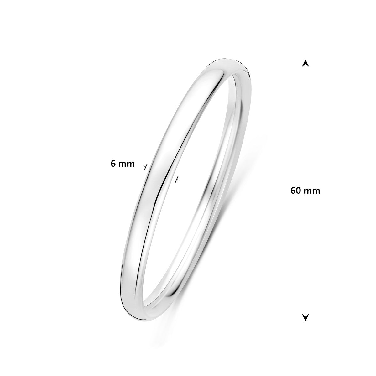 Bangle dop 6 mm ovale buis zilver
