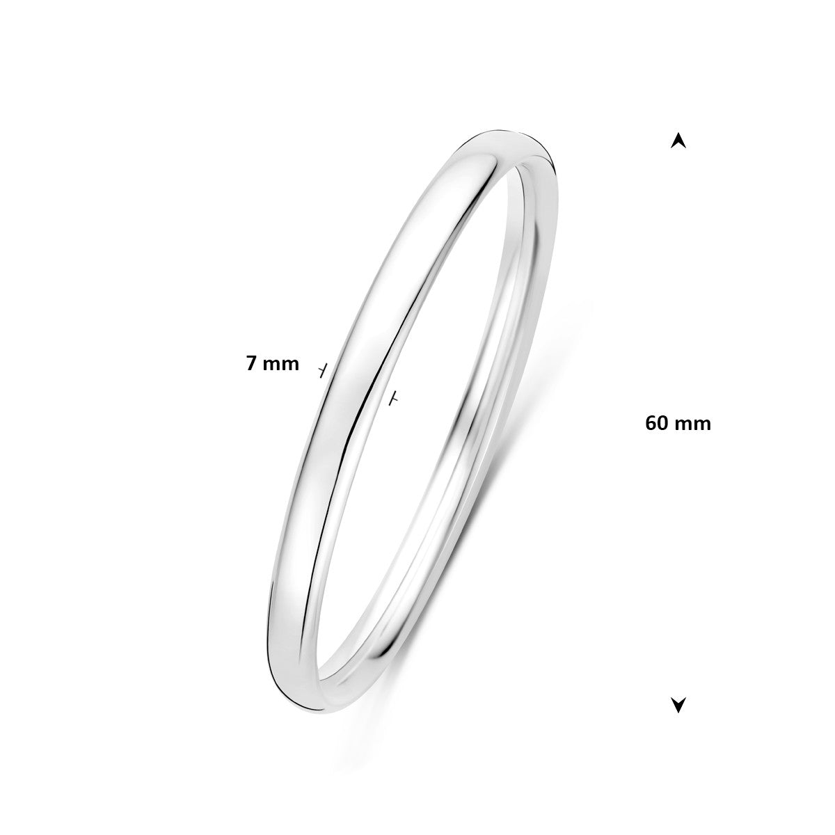Bangle dop 7 mm ovale buis zilver