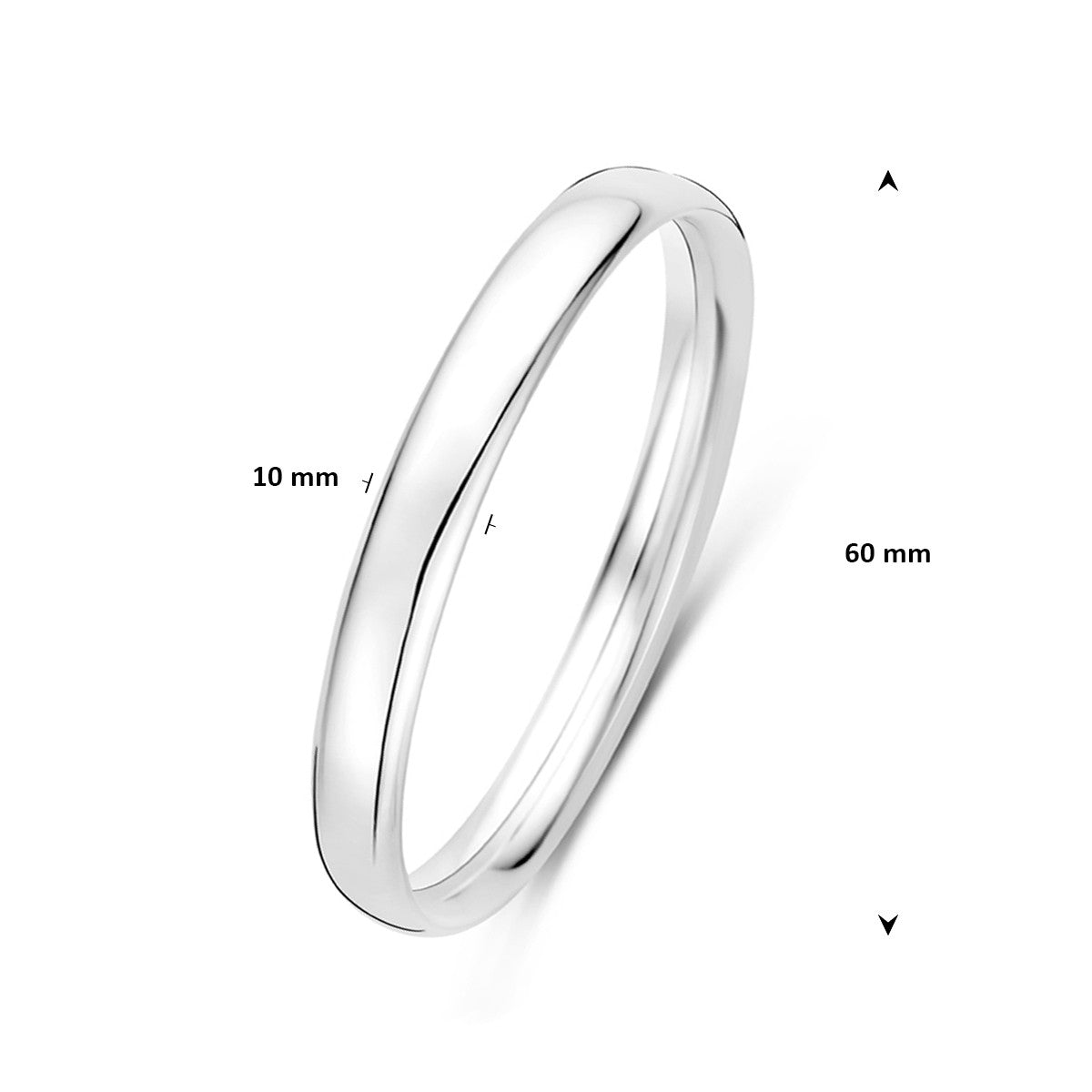 Bangle dop 10 mm ovale buis zilver
