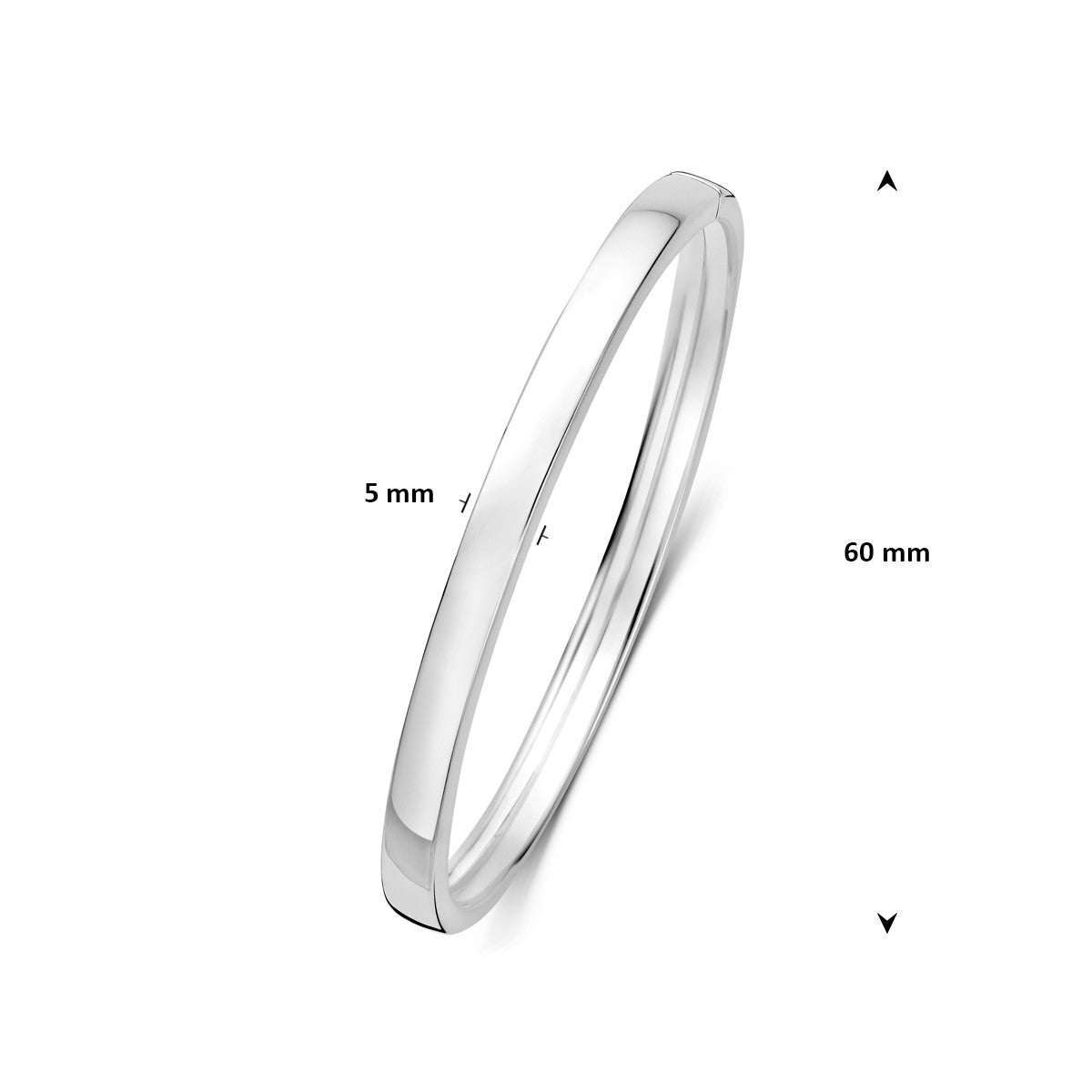 Bangle dop 5 mm vlakke buis zilver