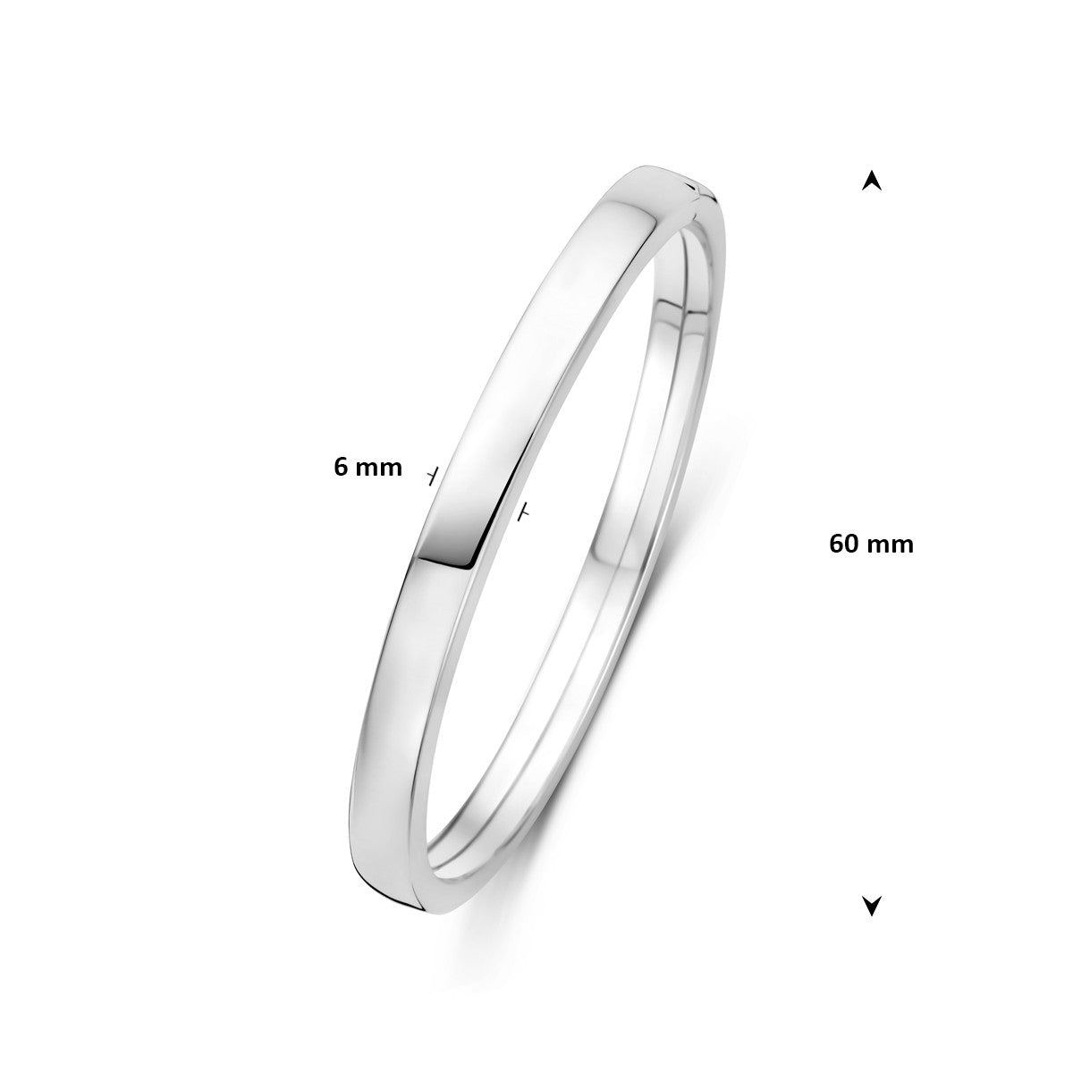 Bangle dop 6 mm vlakke buis zilver