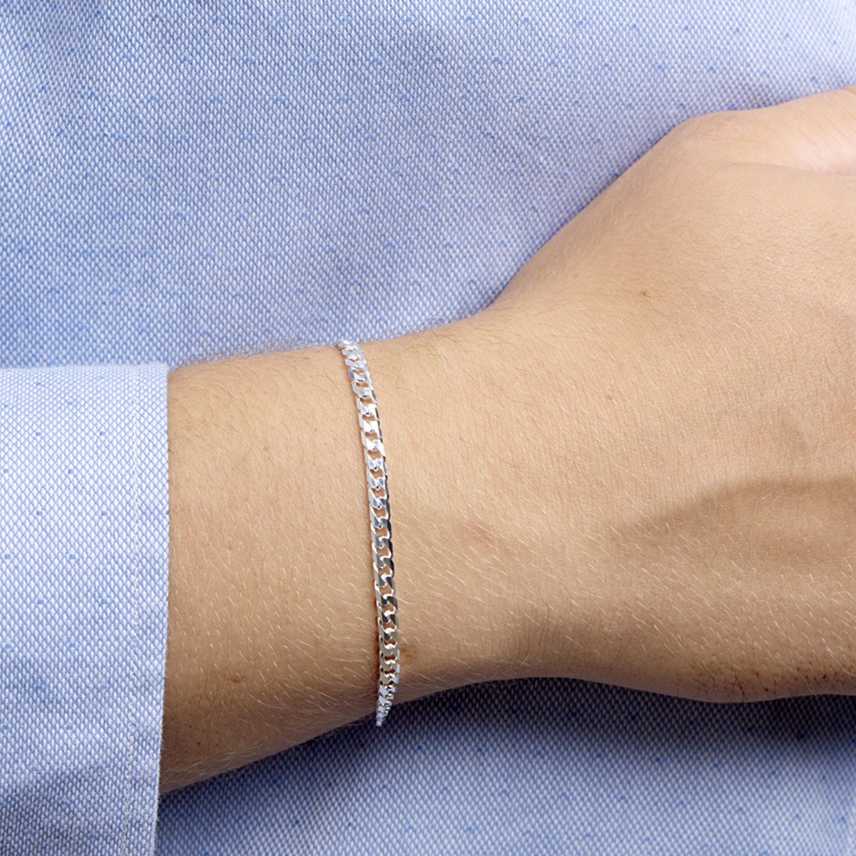 Armband gourmette 8 zijdes geslepen 4,0 mm zilver