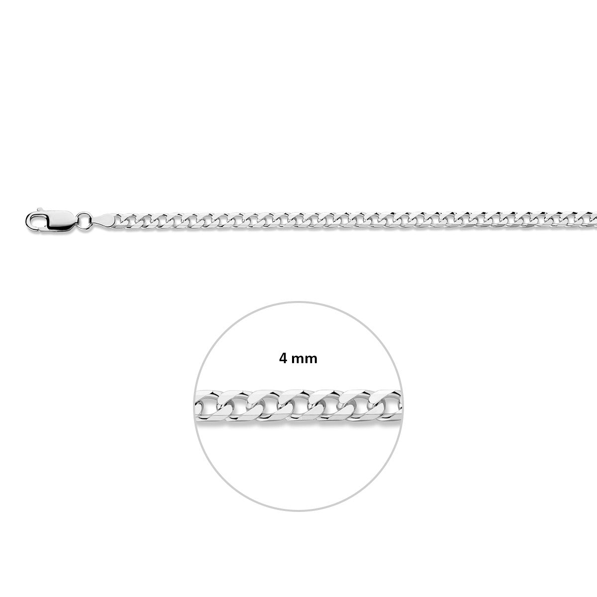 Armband gourmette 8 zijdes geslepen 4,0 mm zilver