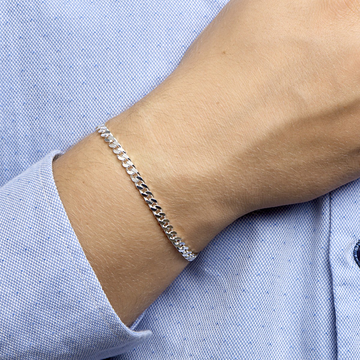 Armband gourmette 4 zijdes geslepen 4,2 mm zilver