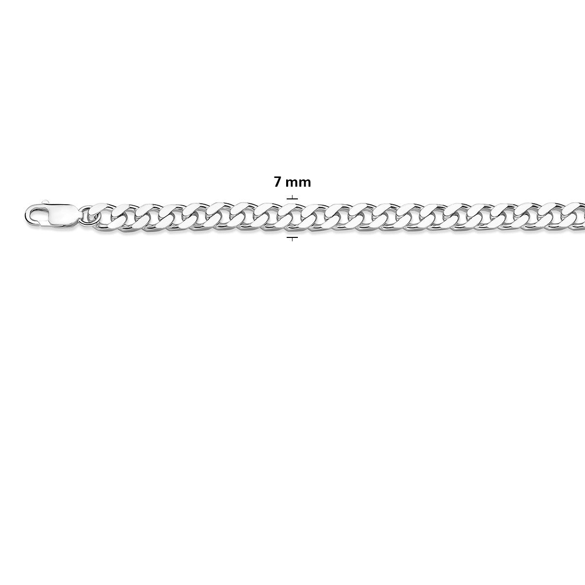 Armband gourmette 4 zijdes geslepen 7 mm zilver