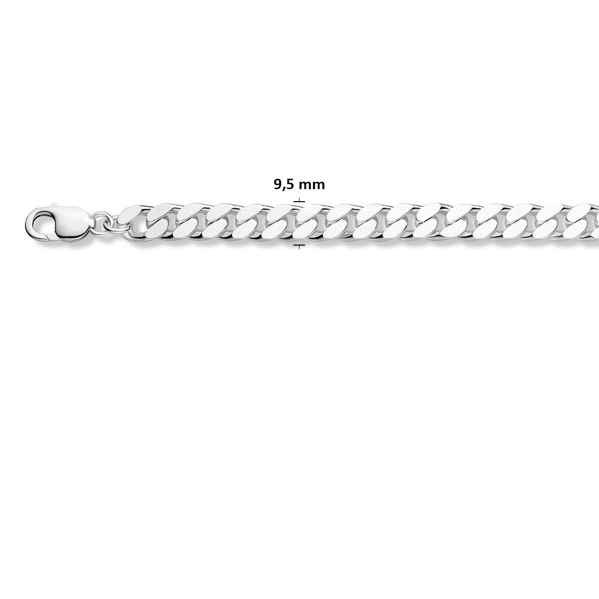 Armband gourmette 4 zijdes geslepen 9,5 mm zilver