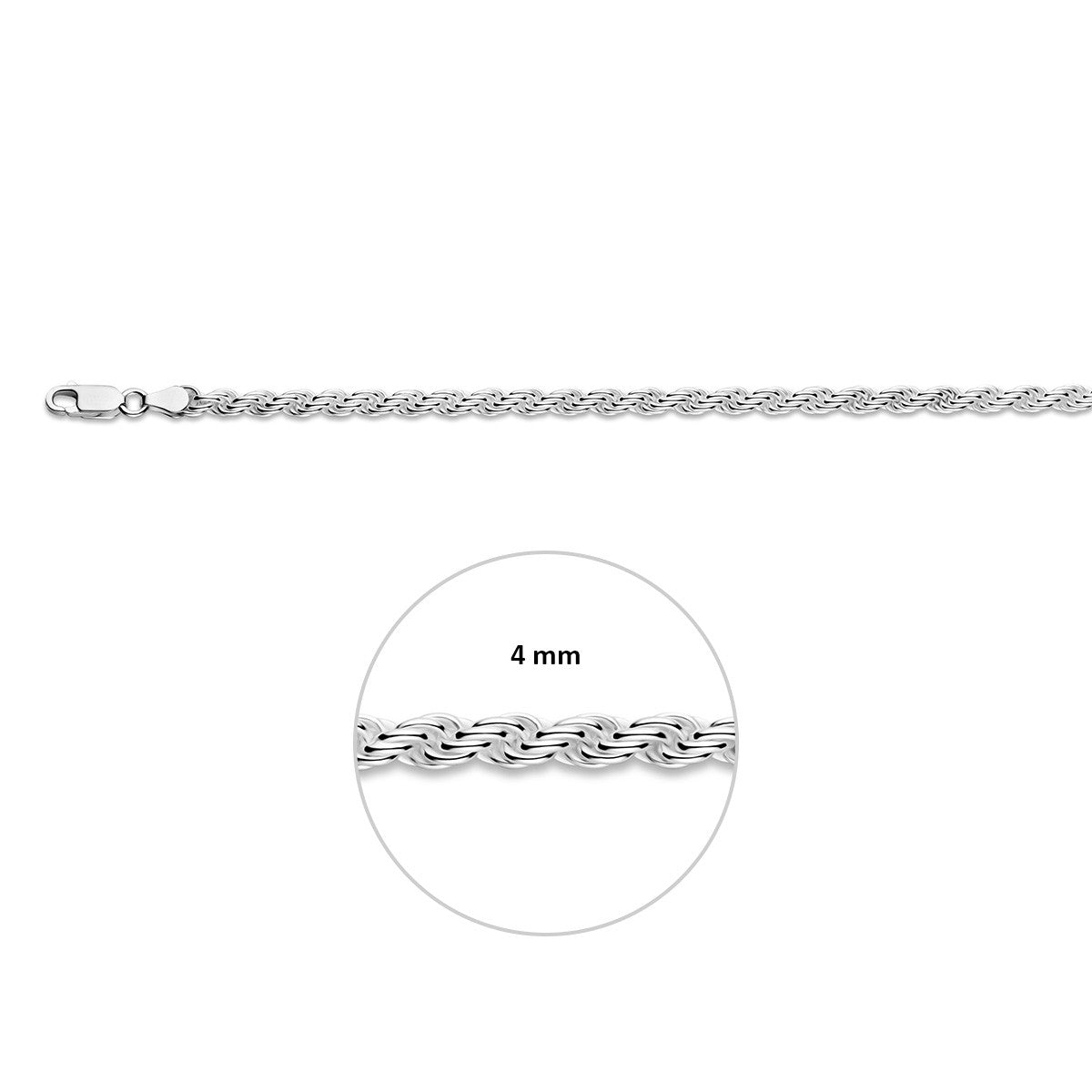 Collier koord 4,0 mm zilver
