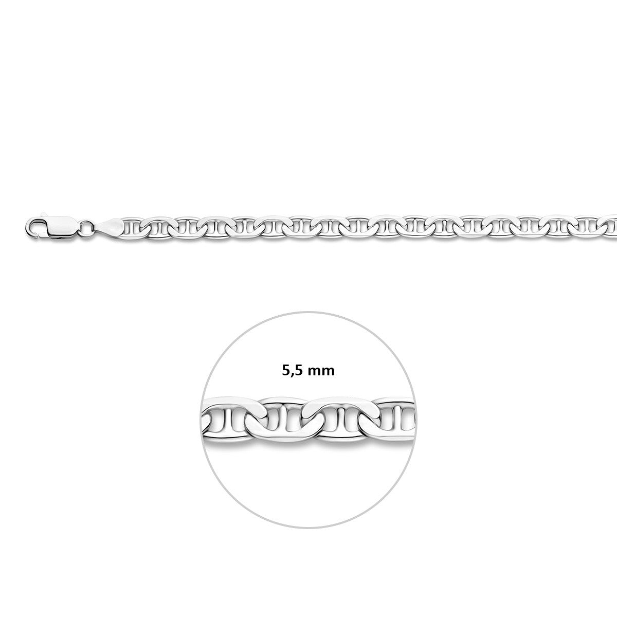 Collier anker plat 5,5 mm zilver – 1002339