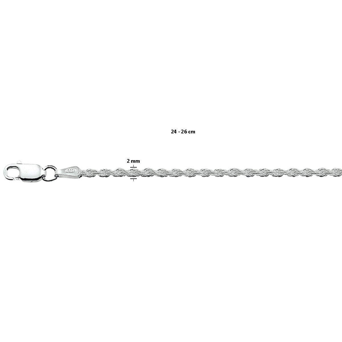 Zilver enkelbandje koord 2,0 mm 1004270 - PansiteNederland.nl