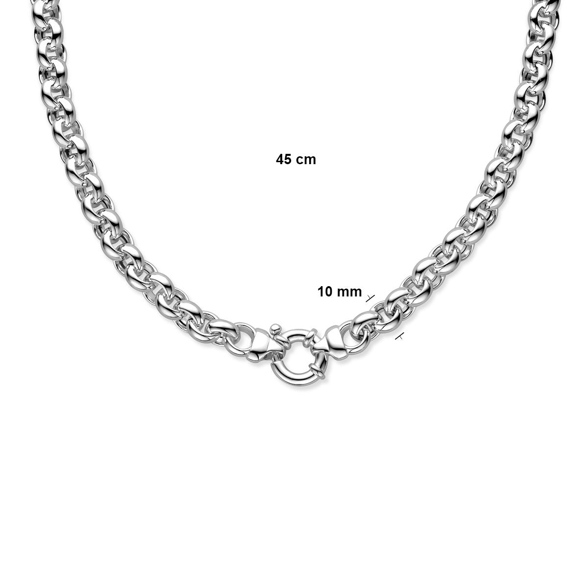 Zilveren Collier Jasseron 10 mm Met Groot Springslot 1004571 - PansiteNederland.nl
