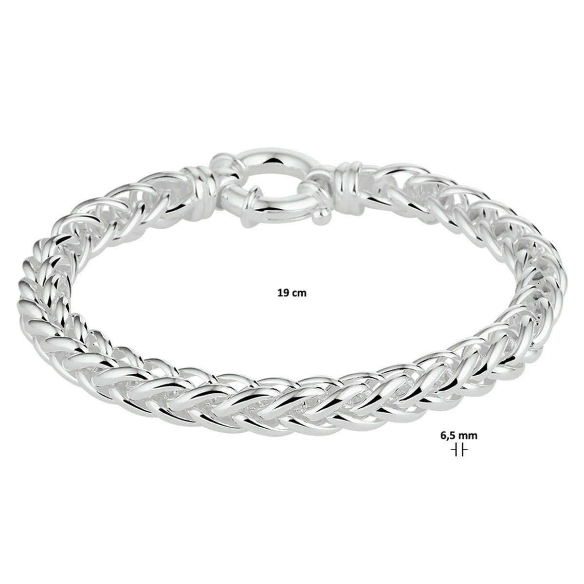 Zilver Wit Armband Vossestaart 6,5 mm Met Groot Springslot 1004582 - PansiteNederland.nl