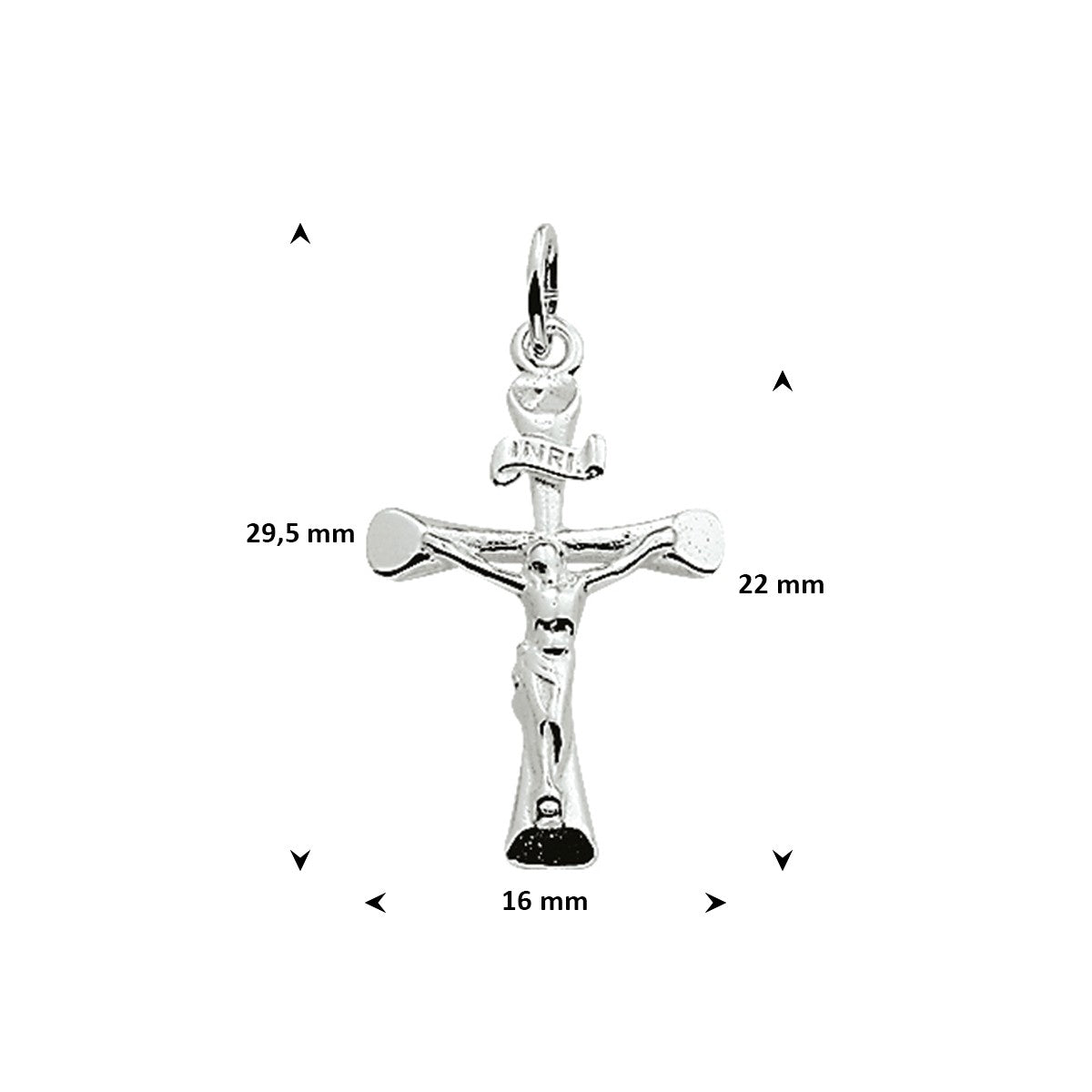 Hanger kruis en corpus 22 mm zilver