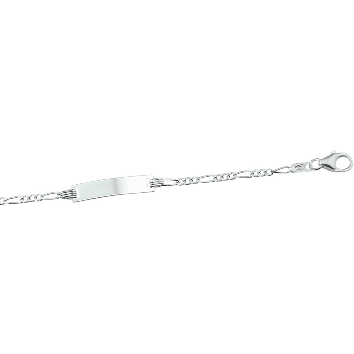 Graveerarmband figaro plaat 4,2 mm zilver wit