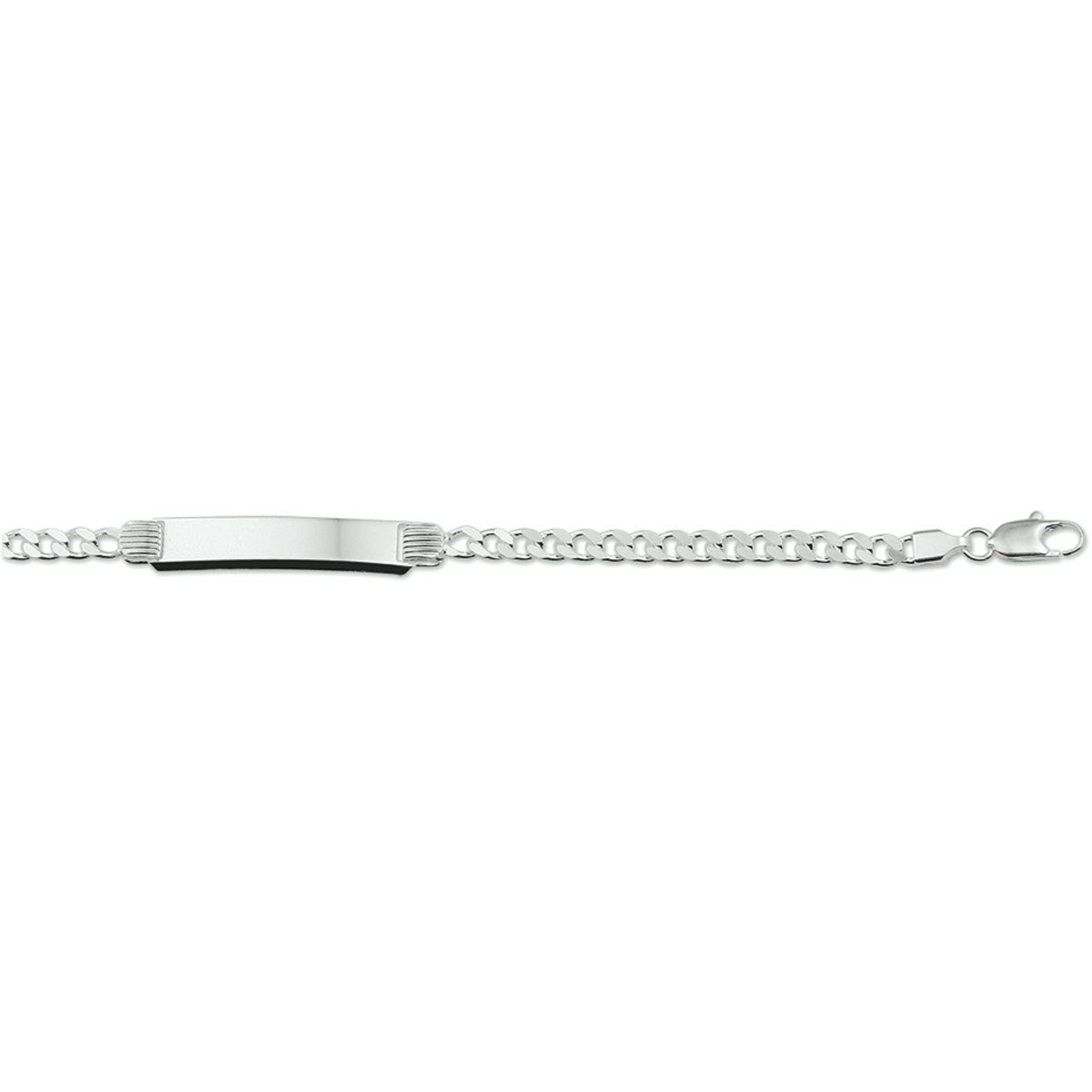 Zilver Wit Graveerarmband Gourmette 4-Zijdes Geslepen Plaat 8 Mm 20 Cm 1005666 - PansiteNederland.nl