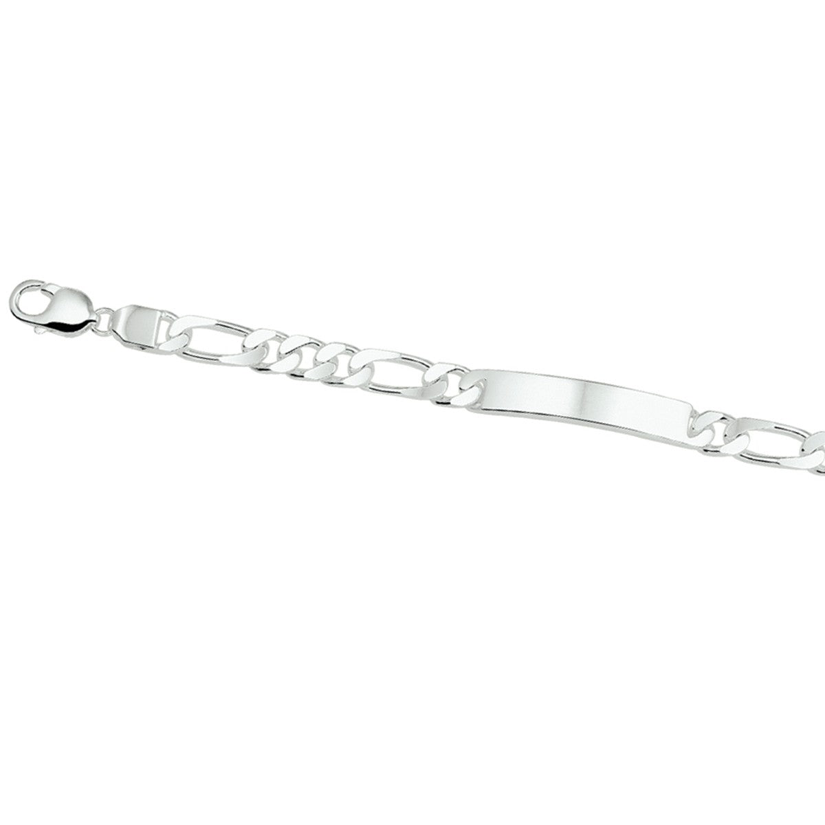 Zilver Wit Graveerarmband Figaro Plaat 8 Mm 21 Cm 1005729 - PansiteNederland.nl