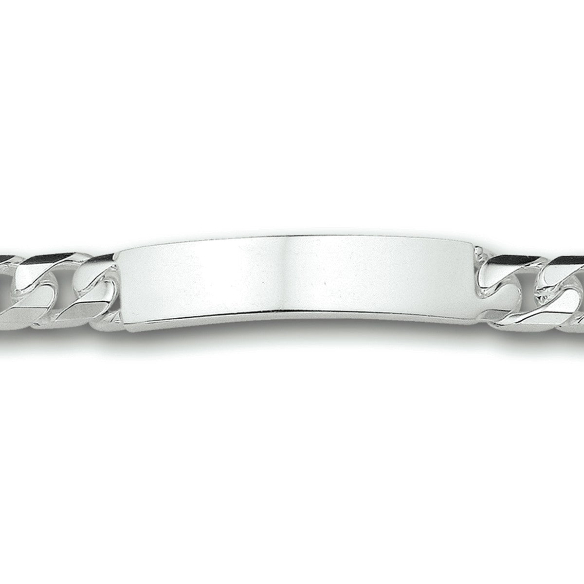 graveerarmband gourmette 6-zijdes geslepen plaat 9 mm zilver wit - PansiteNederland.nl