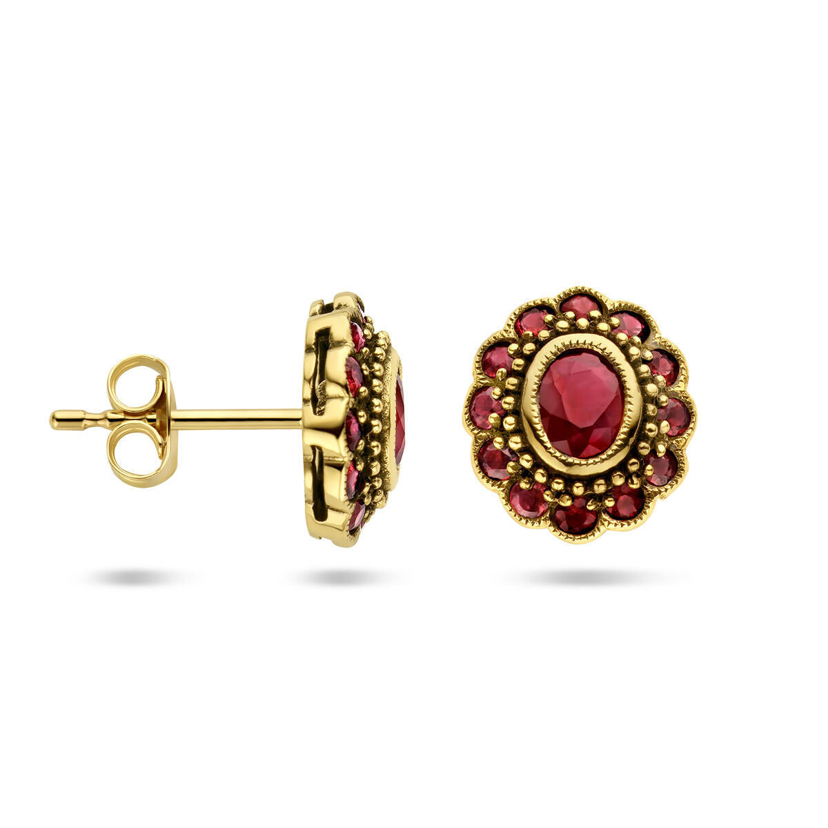 Fantasy Collection Oorbellen robijn 14K geelgoud
