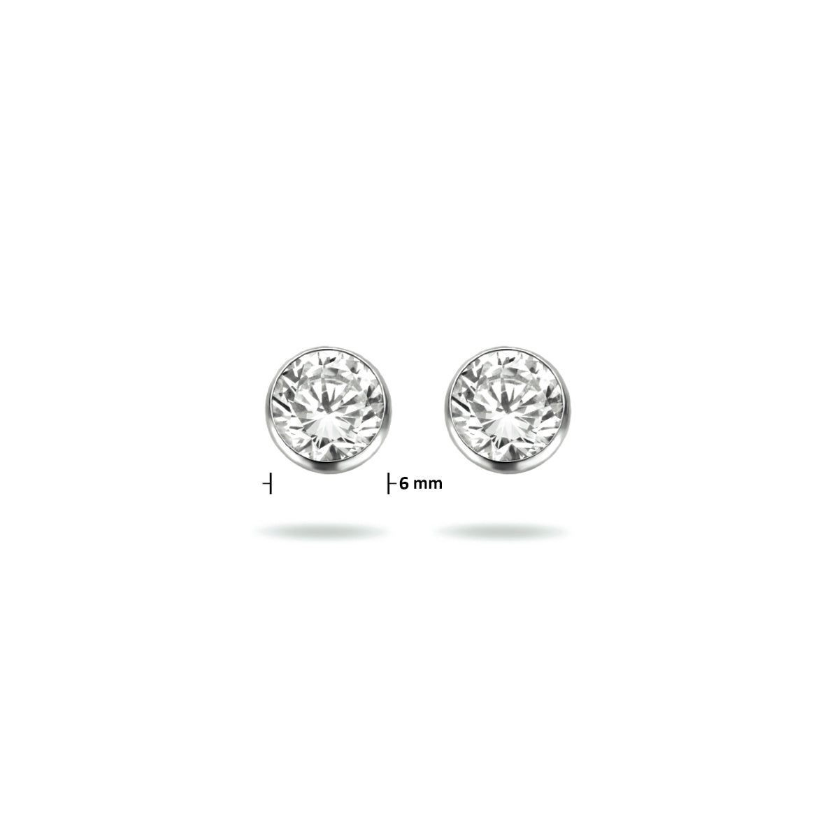 Oorknoppen zirkonia zetkast zilver 6 mm #Diameter steen (mm)_6