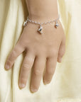 Zilver Wit Armband Diverse Bedels 15 Cm 1007752