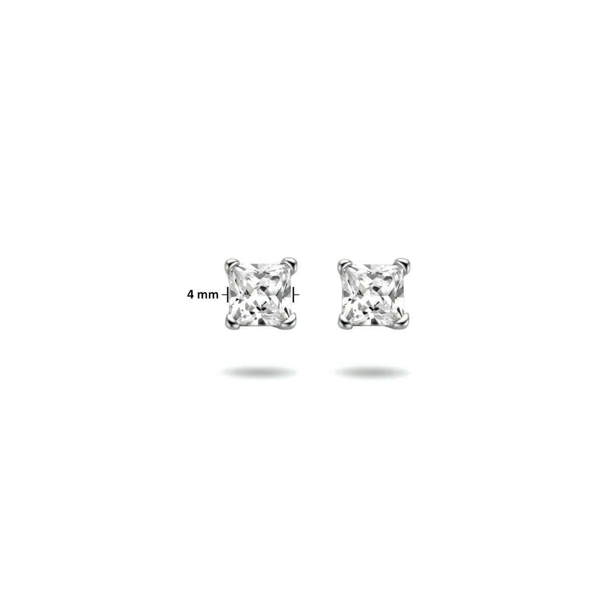 Oorbellen zirkonia zilver 4 mm #Diameter steen (mm)_4