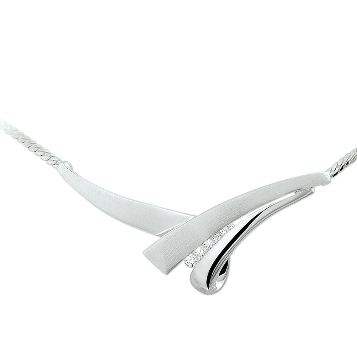 zilver wit collier tussenstuk zirkonia poli/mat 42 cm 1013643 - PansiteNederland.nl