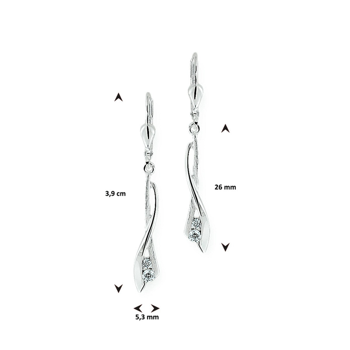 Zilver Oorhangers Zirkonia Poli/Mat Brisur Haak 1013917 - PansiteNederland.nl