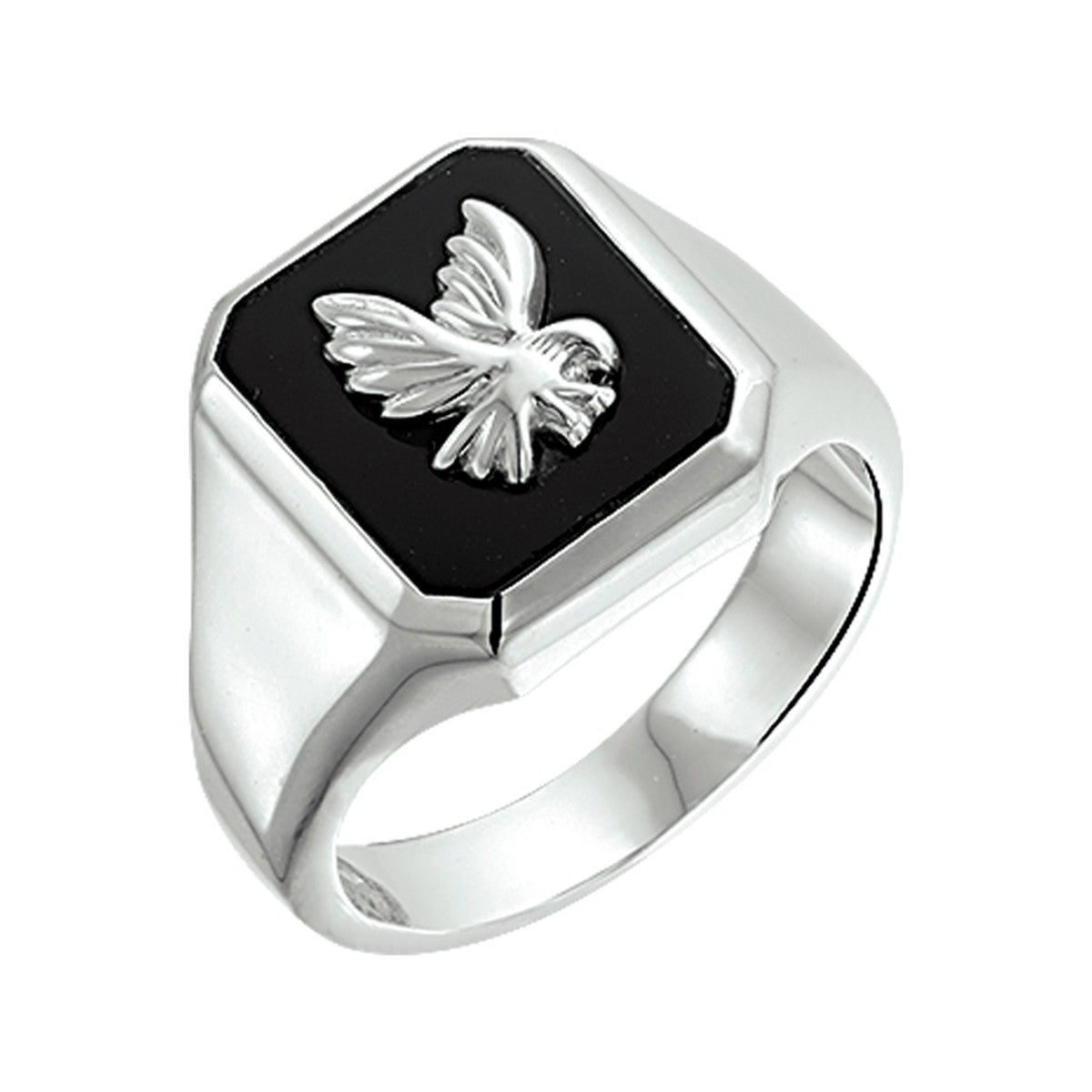 Zilver Zegelring Massief Adelaar Onyx Wit 1013995 - PansiteNederland.nl