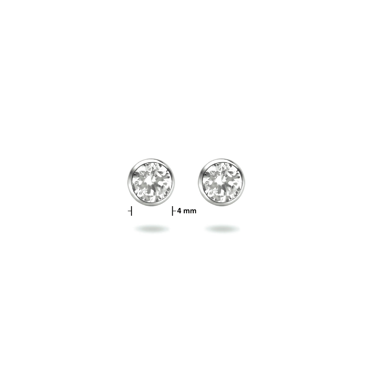 Oorknoppen zirkonia zetkast zilver 4 mm #Diameter steen (mm)_4