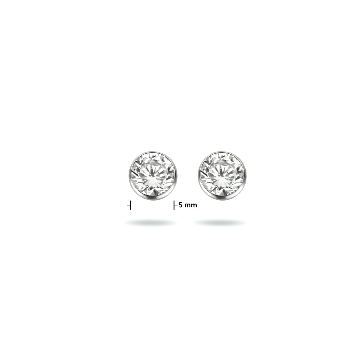 Oorknoppen zirkonia zetkast zilver 5 mm #Diameter steen (mm)_5