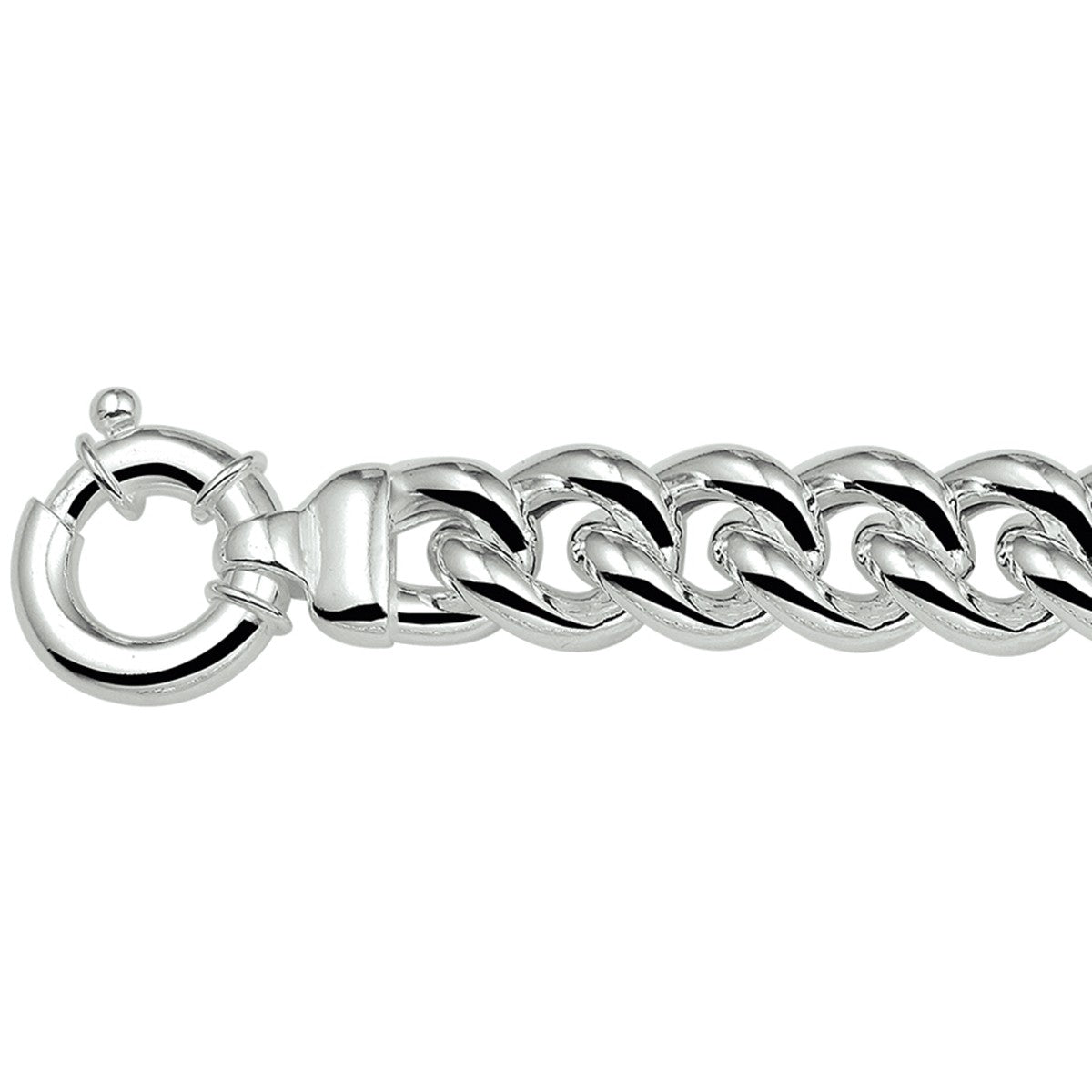 Zilver Wit Armband Gourmette 14 Mm 21 Cm Met Groot Springslot 1015511 - PansiteNederland.nl