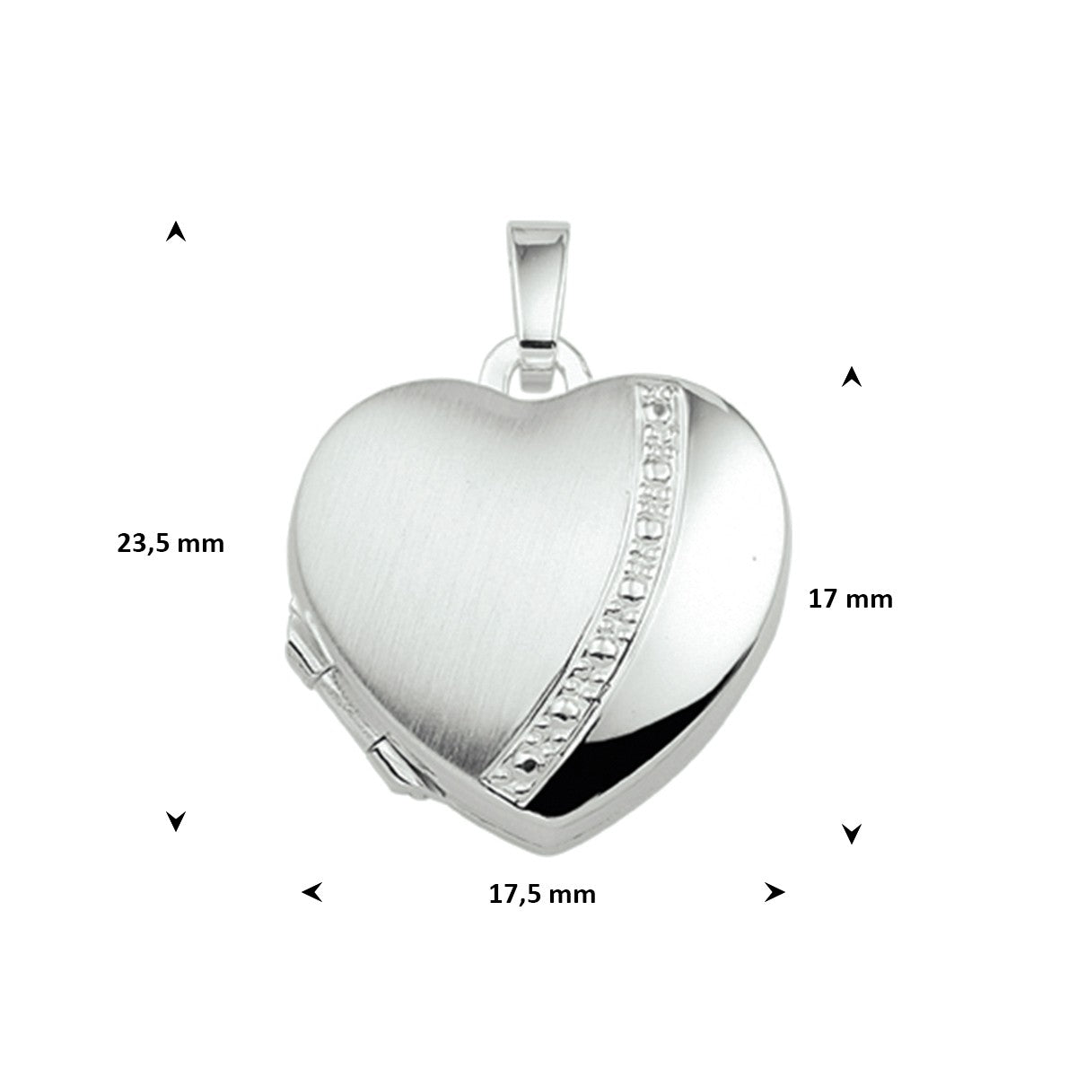 Medaillon poli/mat 17 mm zilver