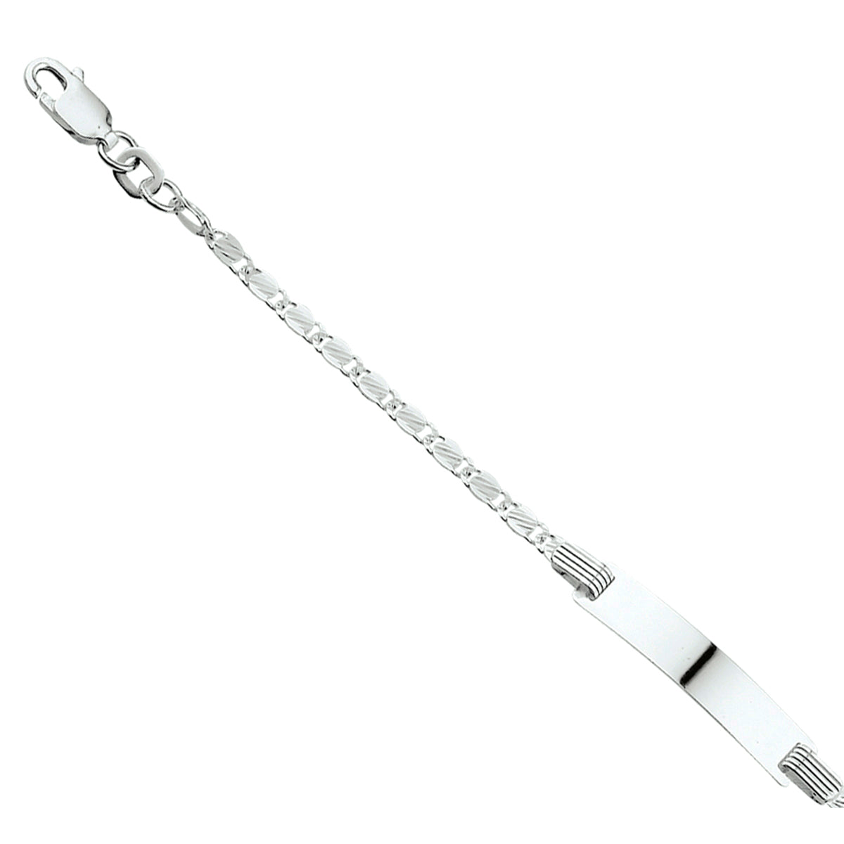 Graveerarmband anker plaat 5,0 mm 13 - 15 cm zilver wit
