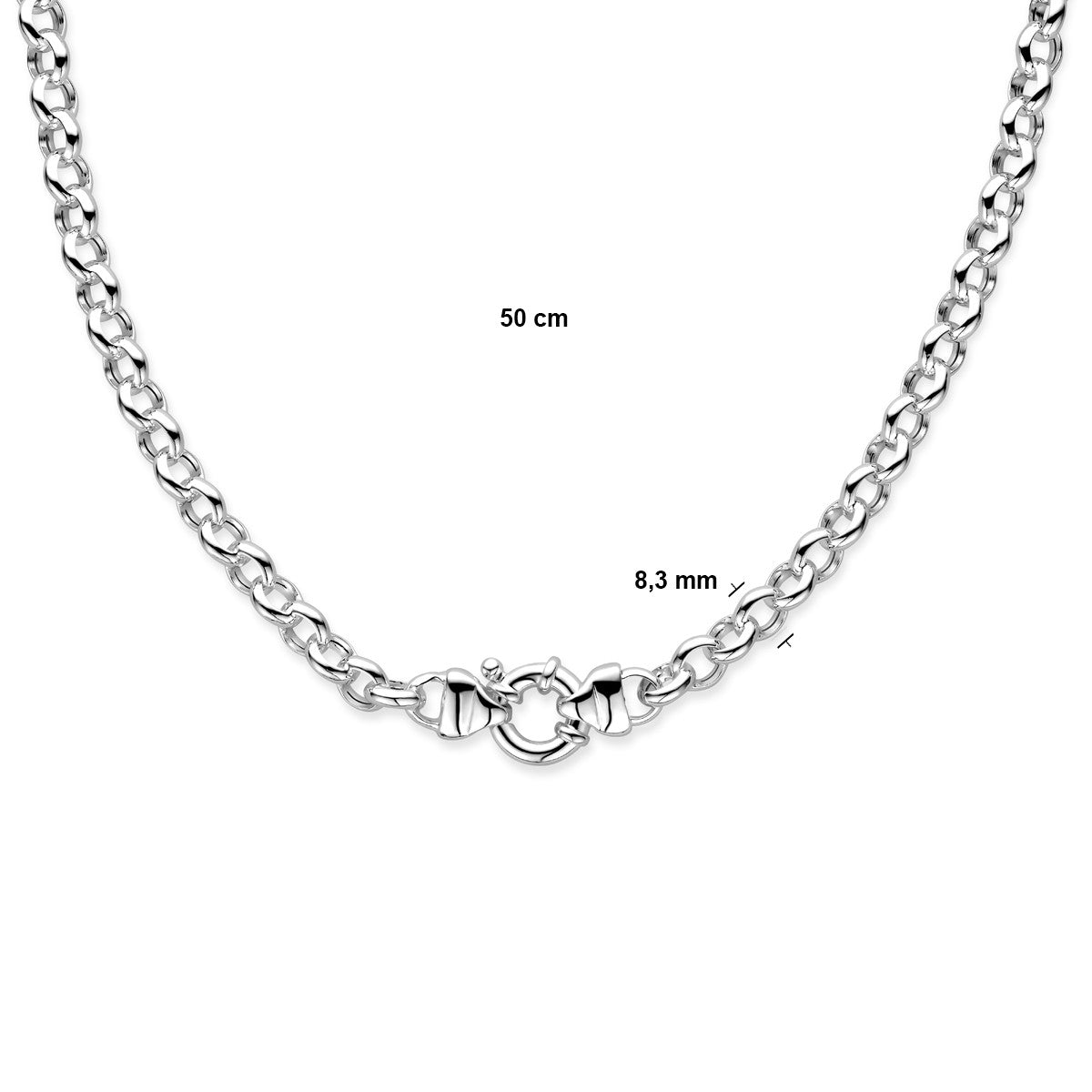 Zilveren collier jasseron 8 mm met groot springslot 1015932 - PansiteNederland.nl