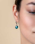 Zinzi 27mm zilveren oorhangers met beads blauw ZIO266B - PansiteNederland.nl
