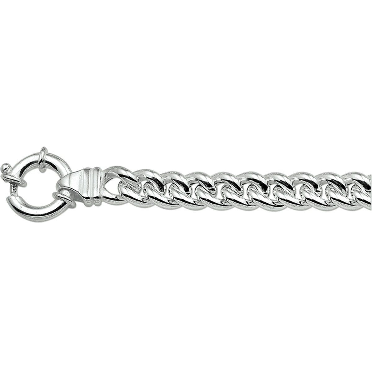 Zilver Wit Armband Gourmette 7 Mm 19 Cm Met Groot Springslot 1017024 - PansiteNederland.nl