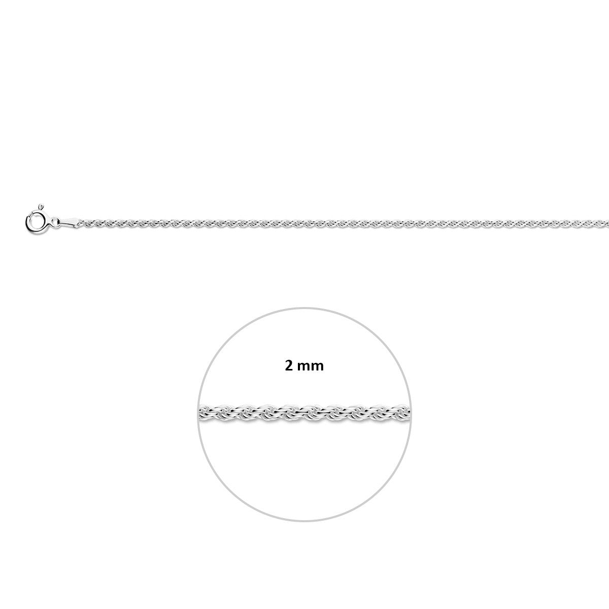 Collier koord 2,0 mm zilver