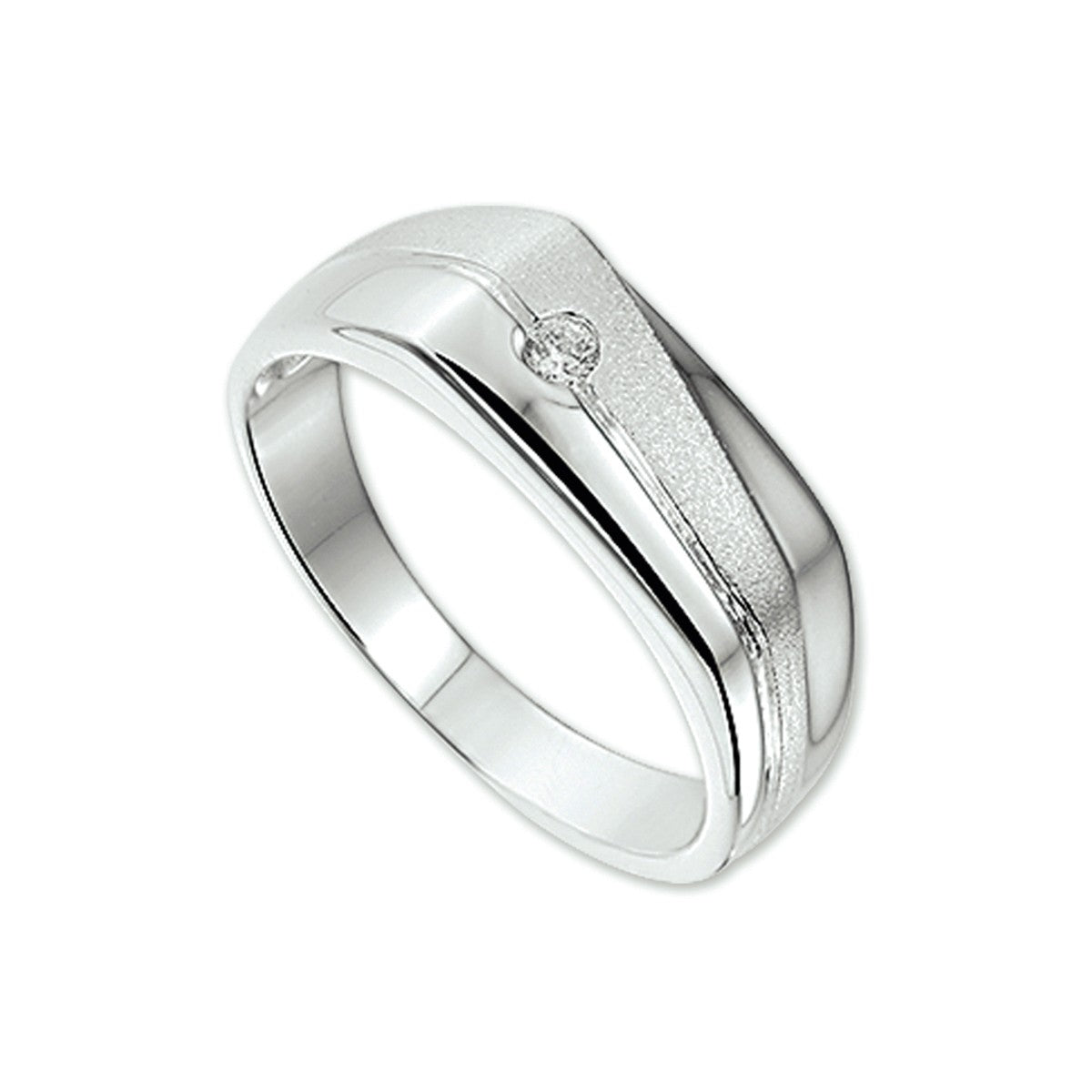 Zilver Ring Met Zirkonia Dwarsmodel Poli/Mat Wit 1018600 - PansiteNederland.nl