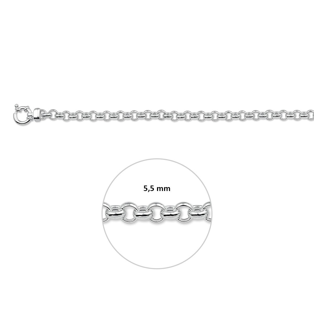 Armband jasseron 5,5 mm met groot veerslot zilver