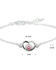 Zilver Wit Armband Hart En Roze Zirkonia 13 - 15 Cm 1018713