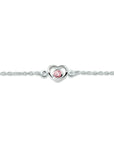 Zilver Wit Armband Hart En Roze Zirkonia 13 - 15 Cm 1018713