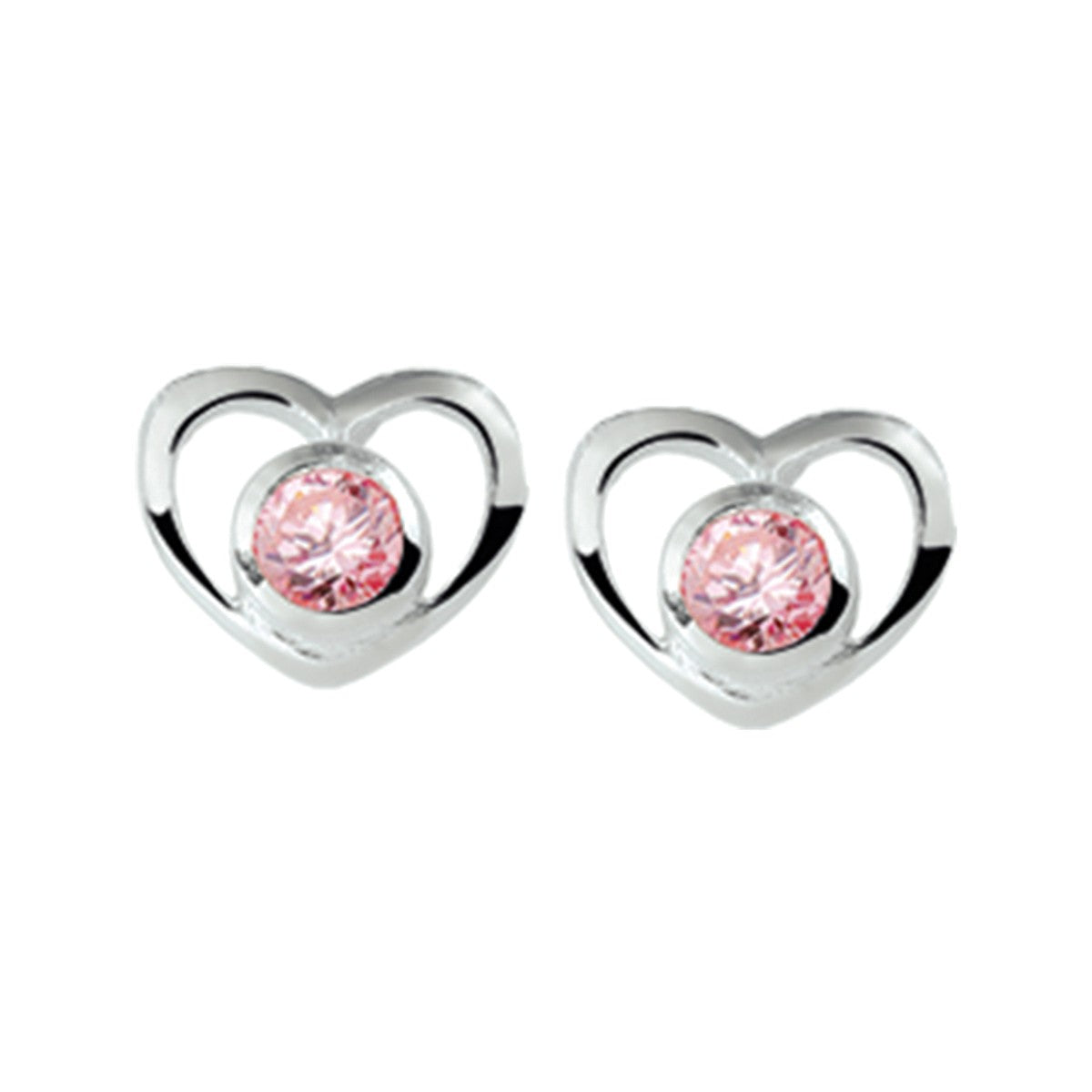 Zilver Oorknoppen Hart Roze Zirkonia 1018725 - PansiteNederland.nl