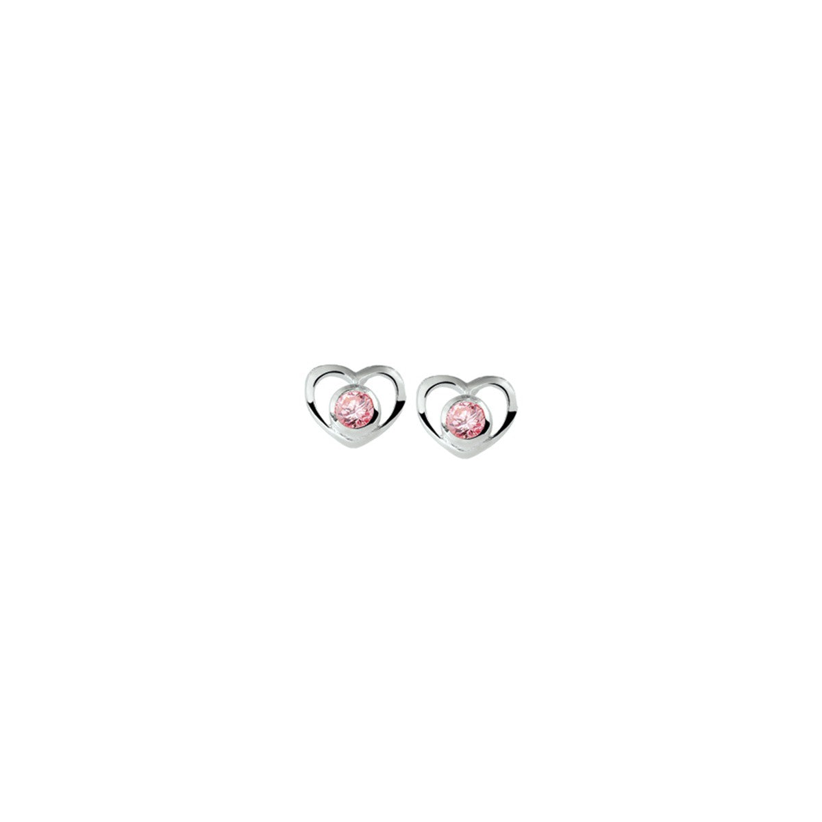 Zilver Oorknoppen Hart Roze Zirkonia 1018725 - PansiteNederland.nl