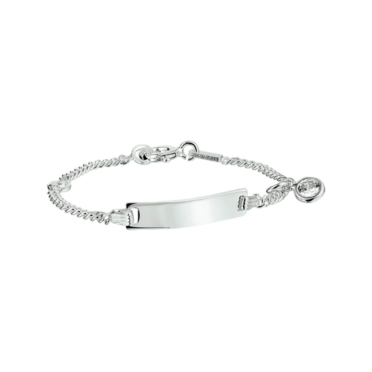 Graveerarmband zirkonia plaat 4,2 mm zilver wit