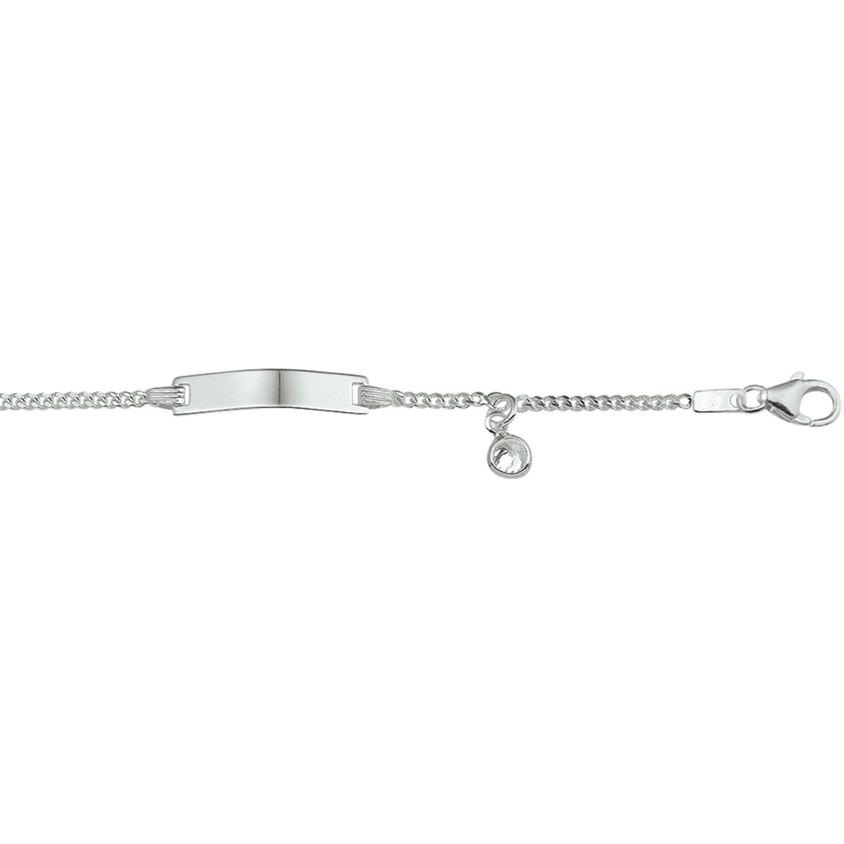 Graveerarmband zirkonia plaat 4,2 mm zilver wit