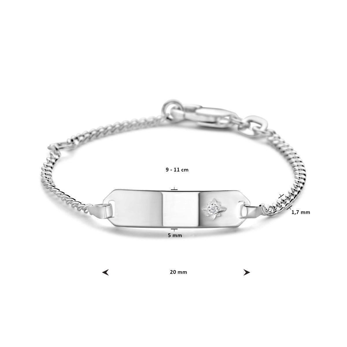 Zilver Wit Graveerarmband Zirkonia Gourmet Plaat 5,0 mm 1019635 - PansiteNederland.nl