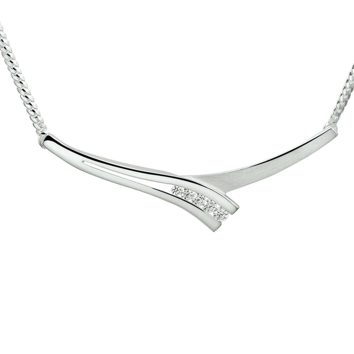 Zilveren collier tussenstuk zirkonia 42 + 3 cm 1020230 - PansiteNederland.nl