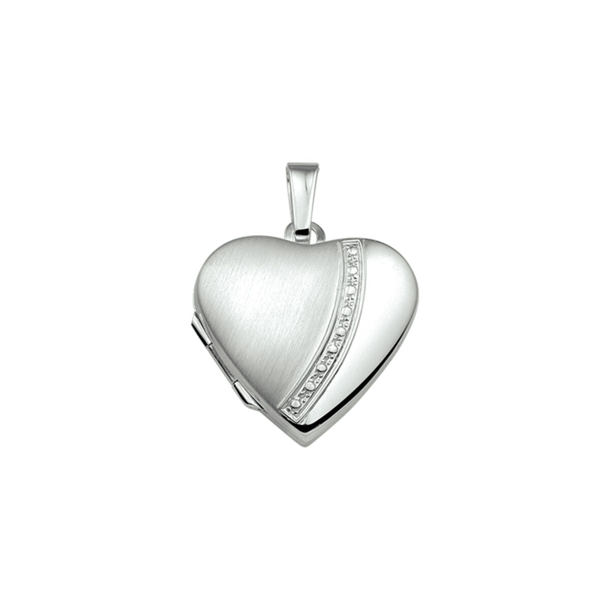 zilver medaillon hart poli/mat 1020307 - PansiteNederland.nl