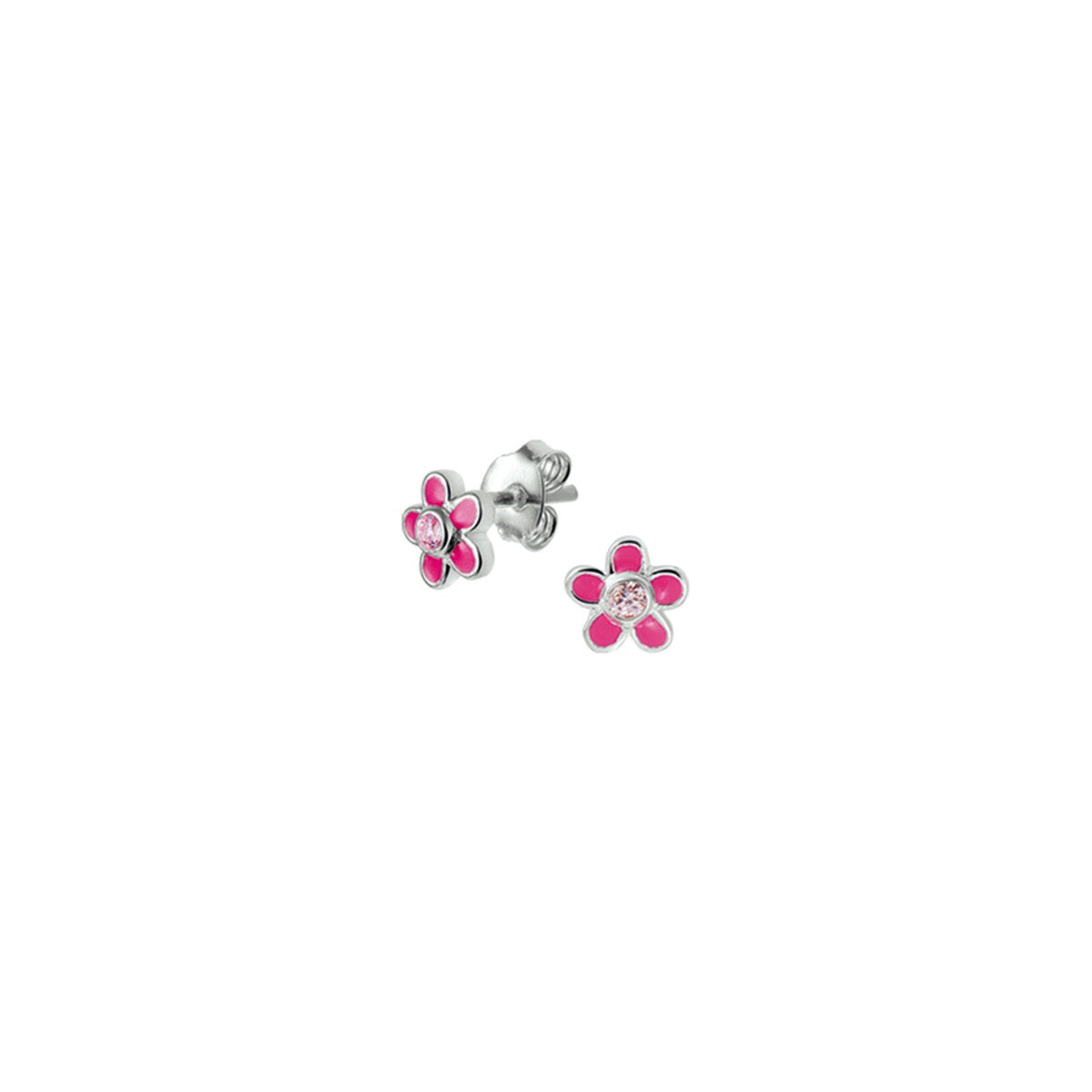 Zilver Oorknoppen Bloem En Roze Zirkonia 1020309 - PansiteNederland.nl