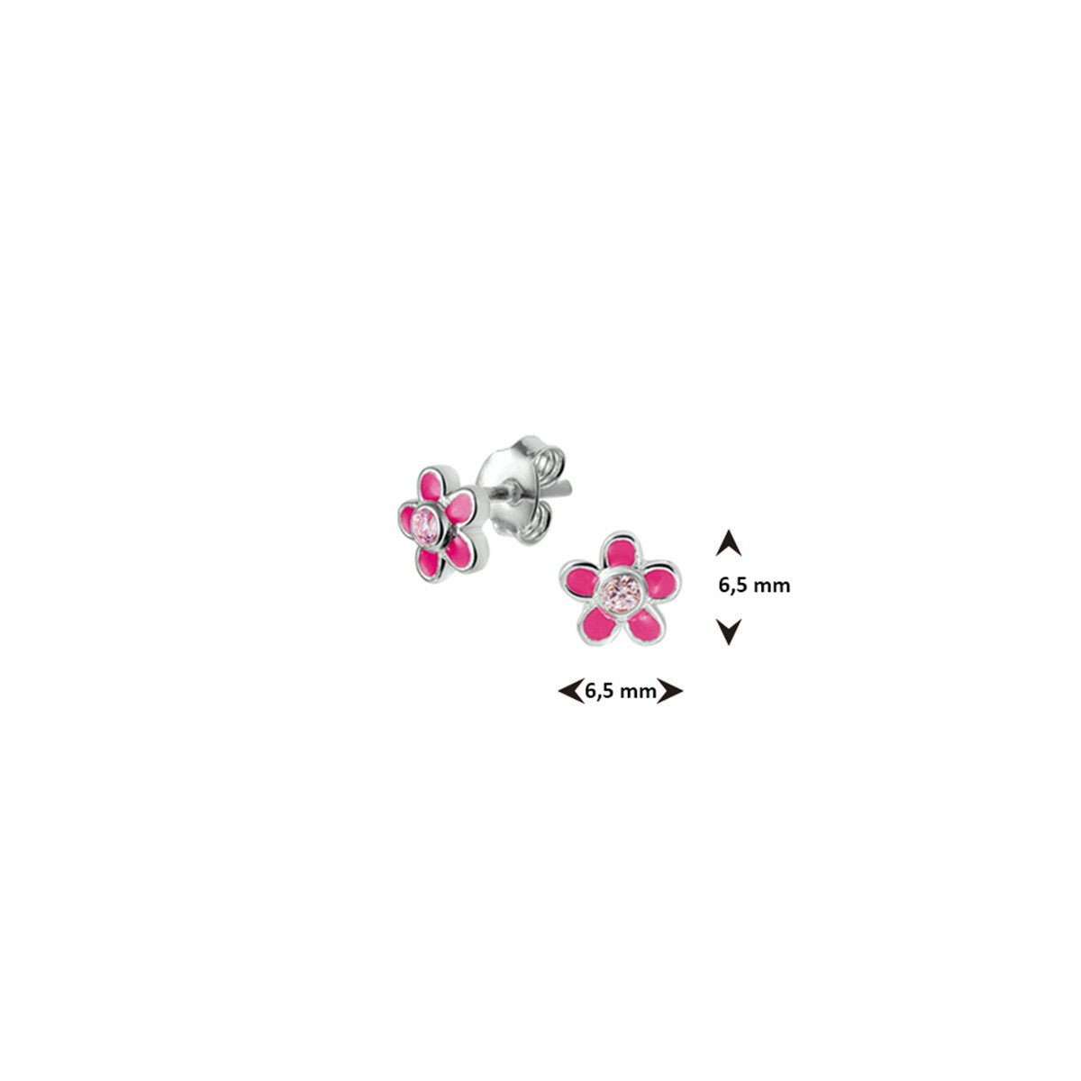 Zilver Oorknoppen Bloem En Roze Zirkonia 1020309 - PansiteNederland.nl