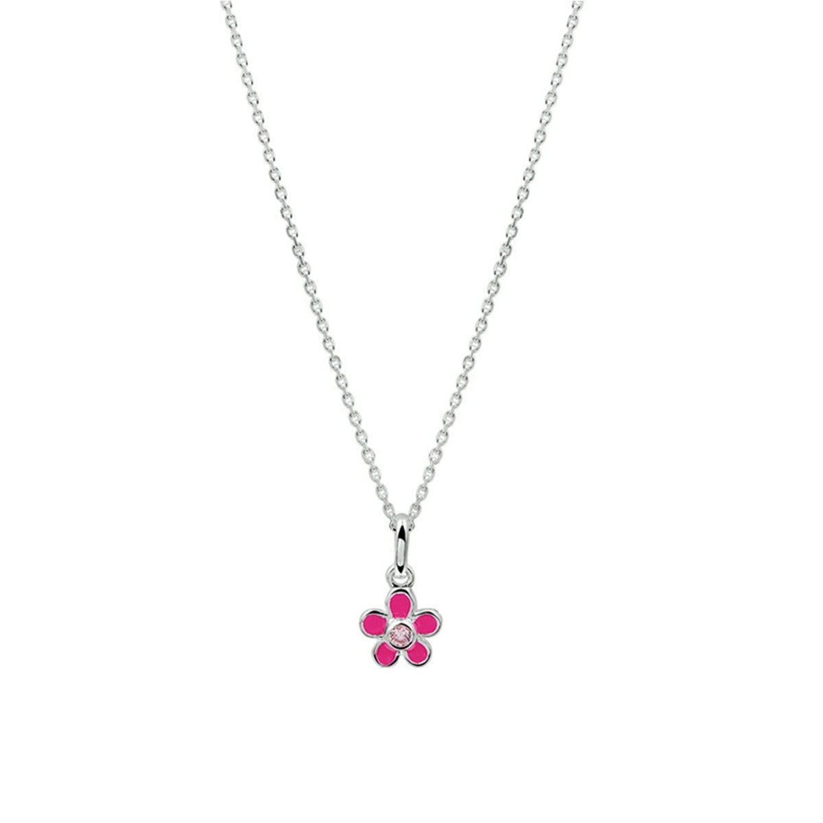 zilver wit collier bloem en roze zirkonia 36 + 4 cm 1020321 - PansiteNederland.nl